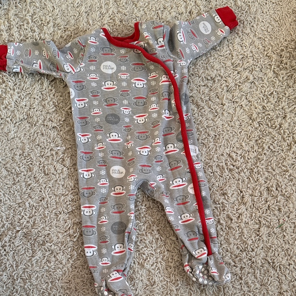 Y2K Paul Frank Playful Monkey Print Kids Footie 6 Months